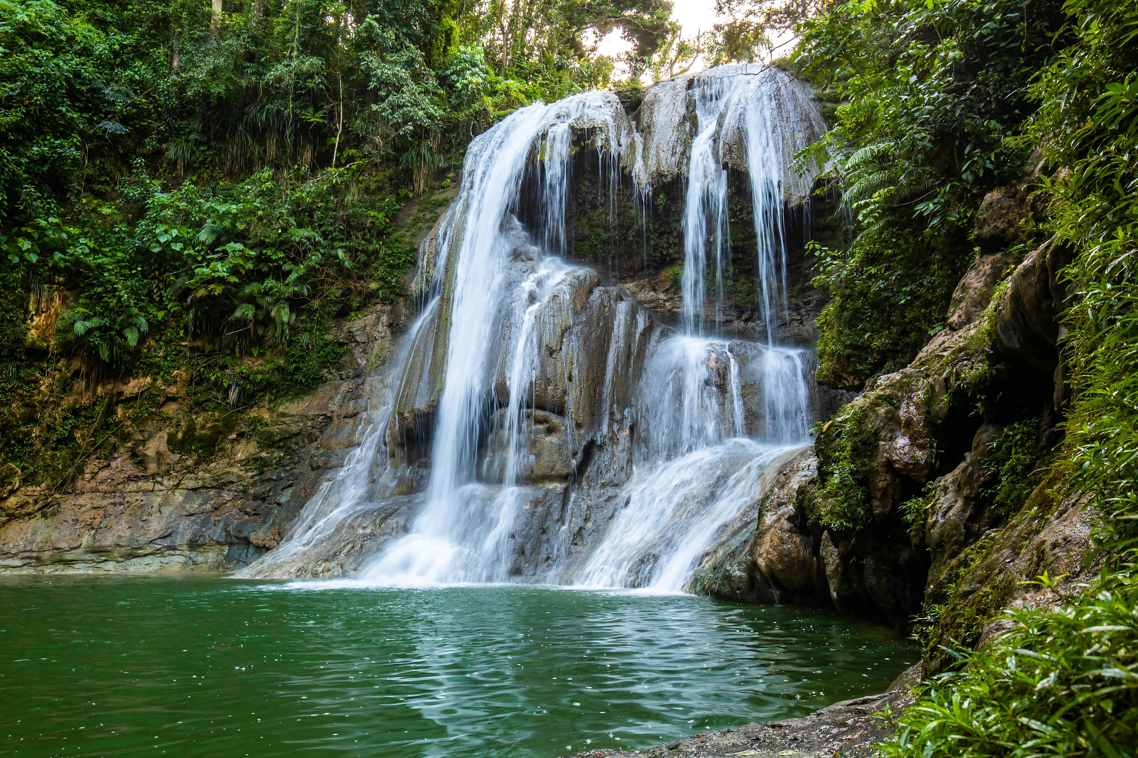 Beautiful Gozalandia Waterfall in San Sebastian Puerto Rico at daylight